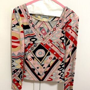 Emilio Pucci Multicolor Geometric Long Sleeve Top